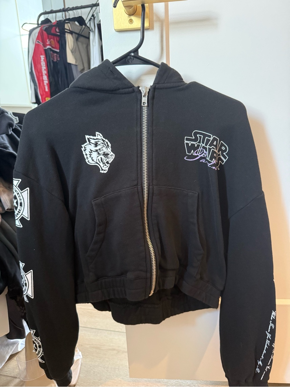 Darc Sport Black Puffer Hoodie Jacket with White Graphics